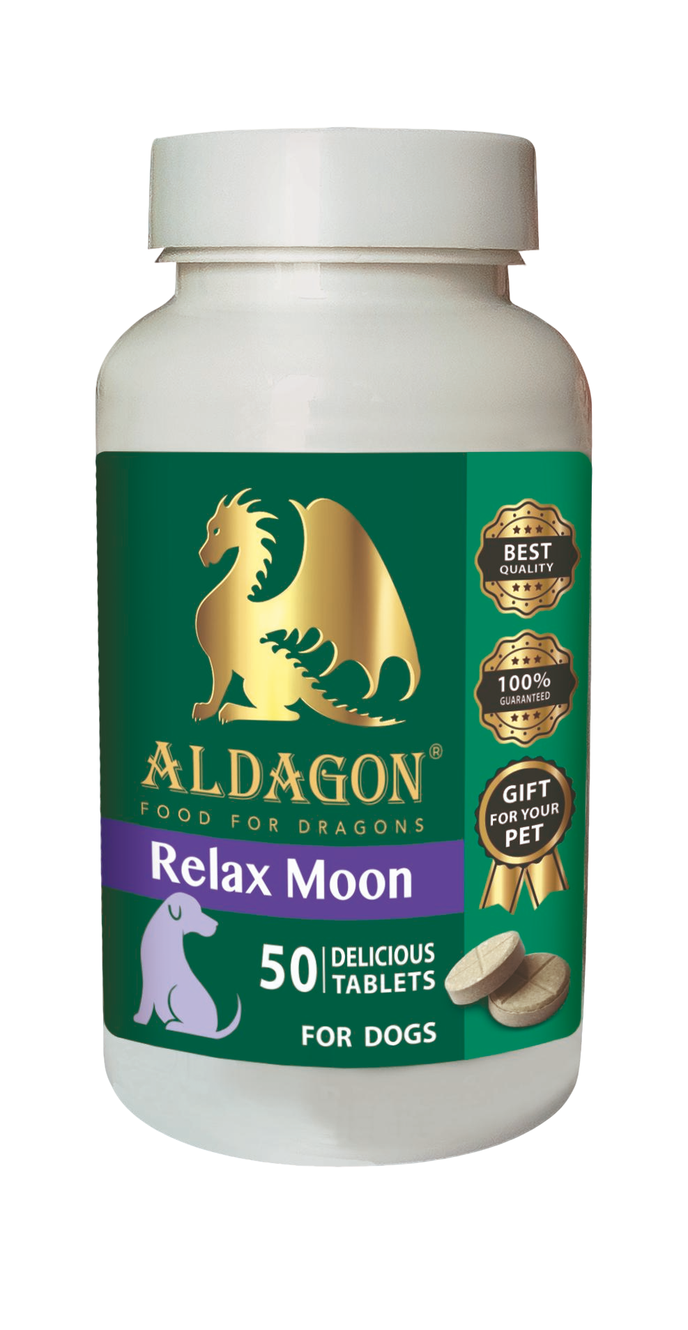 Relax Moon — for calming, for fear of loud noises, groomers, veterinarians, travel, and dog kennels