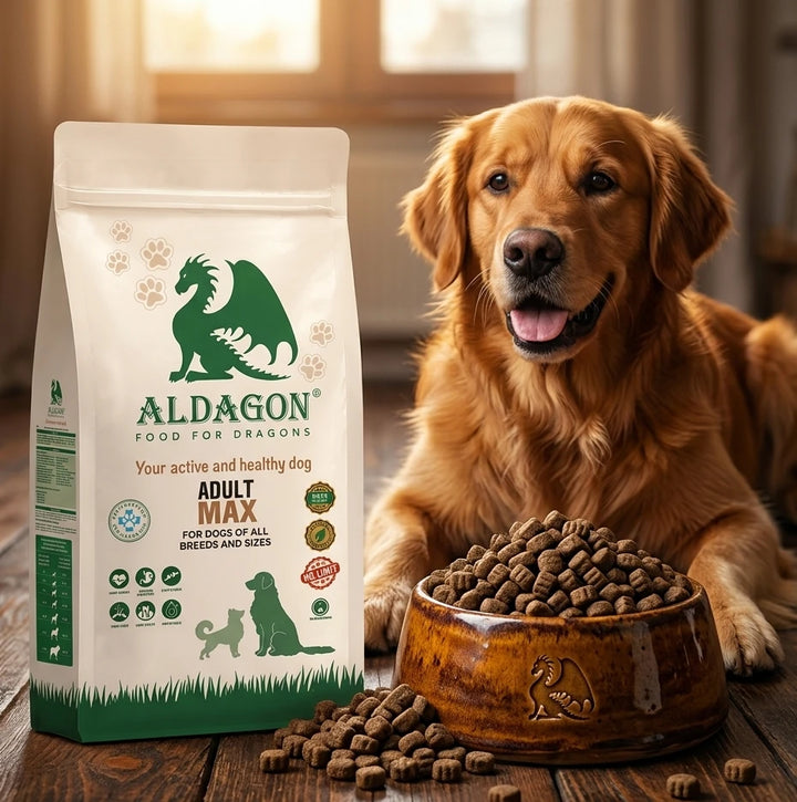 "Aldagon - food for dragons" Adult MAX — Protein dog food for a healthy heart, healthy liver, and shiny coat, with probiotics