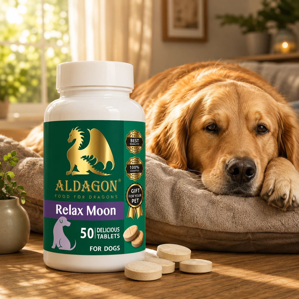 Relax Moon — for calming, for fear of loud noises, groomers, veterinarians, travel, and dog kennels