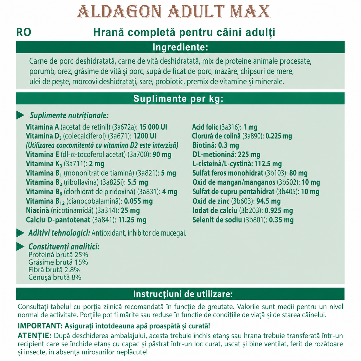 "Aldagon - food for dragons" Adult MAX — Protein dog food for a healthy heart, healthy liver, and shiny coat, with probiotics