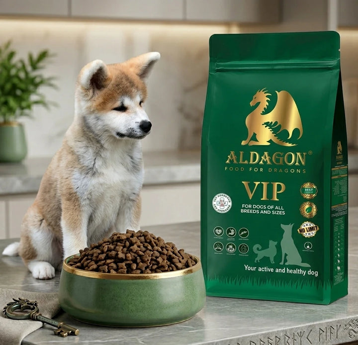 "Aldagon - food for dragons" VIP — Gluten-free food for dogs with allergies and digestive issues, suitable for breeding, with prebiotics and probiotics
